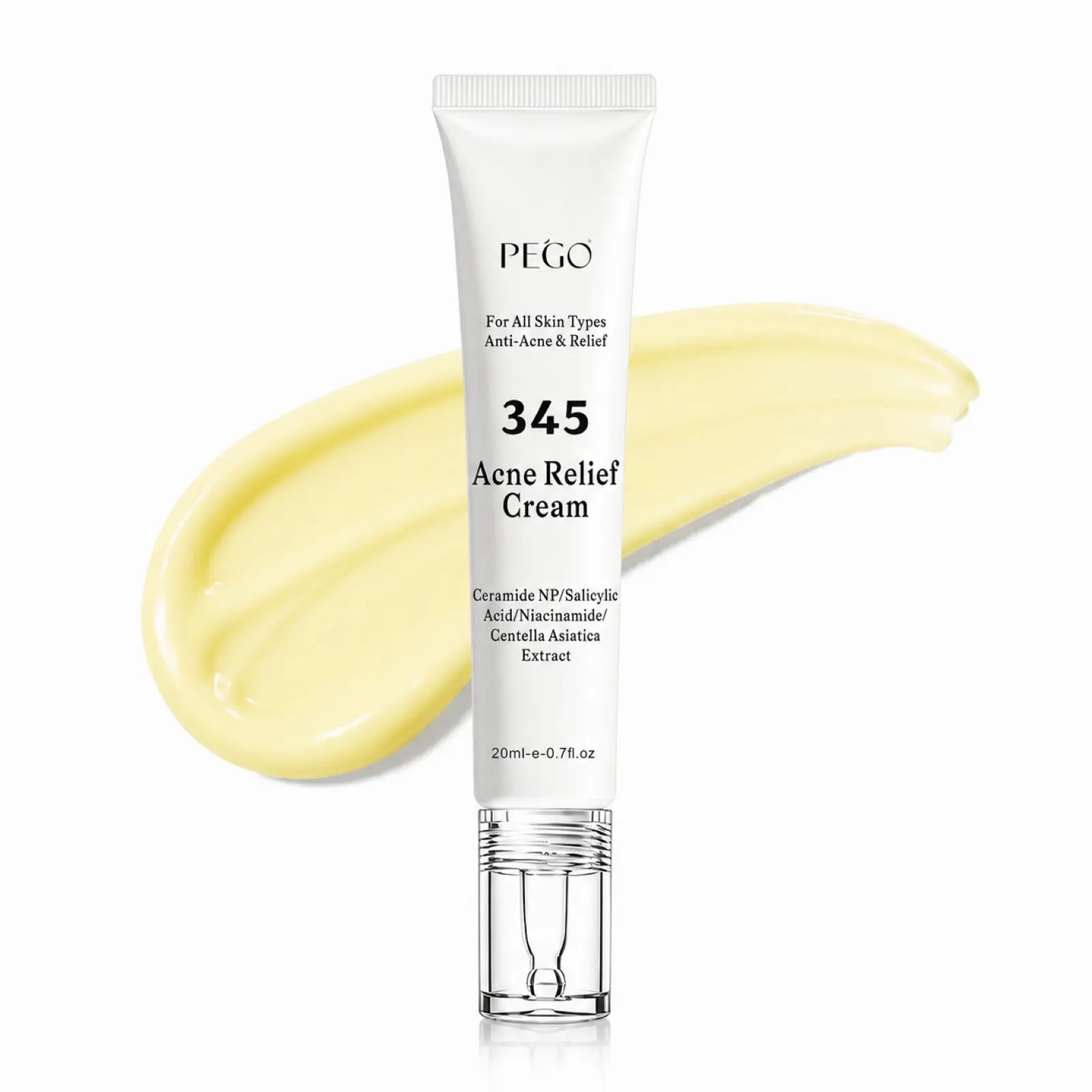 PEGO 345 Acne Relief Cream - Daily Face Moisturizer, Blemish Relief Care, Soothing Recovery, For Acne and Post-Acne Face Moisturizer with Centella,Salicylic Acid, Niacinamid,Calm Redness & Fade Acne Scars,Nighttime Acne Repair