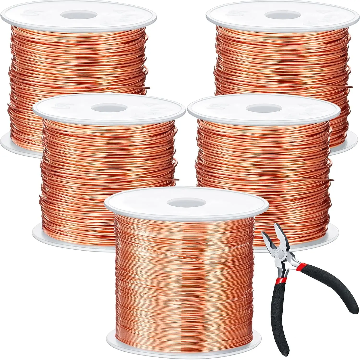 5 Rolls 5 Size Jewelry Wire 18, 20, 22, 24, 26 Gauge,Copper | Copper Wire Kit for Jewelry Making Beading Necklace Craft Bendable with Tarnish Resistant Coating Sculpting with a Pliers