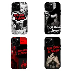 Anu.el- AA "Real Hasta La Muerte" Phone Case  Black & Red Rap Aesthetic Print Protective Cover Suitable for iPhone 17-11 Pro Max/Plus and  Samsung Galaxy S23-25