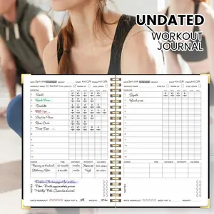 Fitness Training Log Book A5 Spiral Notebook, Wellness Journal, Daily Workout Tracker, Body Fat Weight Monitoring, Weekly Monthly Progress Planner, Includes Stickers
