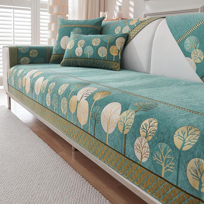 Boho Style Chenille Sofa Cover, Elastic Sofa Slipcover, 1 Count Geometric Embroidery Design, Soft Sofa Protector for Bedroom Office Living Room #TOP PICKS