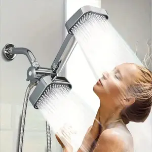 Home Pressure Shower Head, Square High Flow Wall-Mounted Rain Mode, Includes Handheld Nozzle, Dual Showerhead Combo, Bath Shower Set for Bathroom