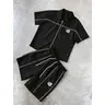 Men's 3pcs Star Print Short Sleeve Zipper Front Shirt & Shorts Summer Streetwear Outfits