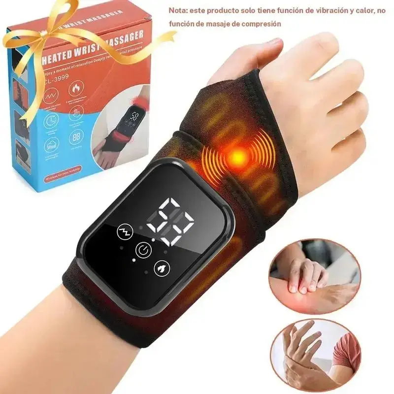 Heated Wrist Massager with Vibration & Heat Settings, Wrist Heating Wrap 15-Minute Timer, Ideal for Tendonitis , Mouse Hand Relax, Help For Relaxation