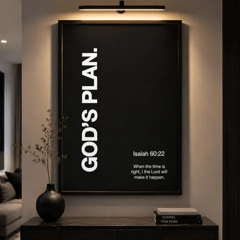 God's Plan Isaiah 60:22 Scripture Black-White Religious Canvas Wall Art - Framed/Unframed Prints, Christian Gift, Inspirational Home Office Bedroom Decor, Bible Verse Posters & Prints