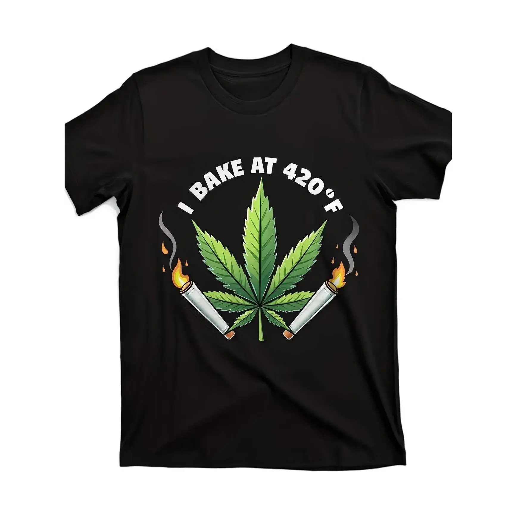 Men's 420 Culture T-Shirt - Leaf Smoke Print, 420 Number Design, Breathable Round Neck Top, Soft Fabric Streetwear for 4/20 Events, Casual Wear, Tshirt, Basics, Graphic Tee, Cotton, Chinese New Year
