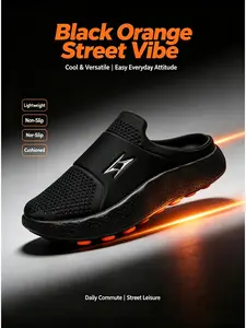 Men's Summer Slippers, Large Sizes 39-45, Sporty Closed-Toe, Massage Granules, Anti-Slip, Durable, Outdoor Commute, Lazy Shoes