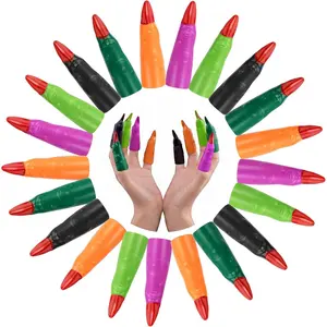 HFATMOS Finger Pointers for Kids Reading, Multicolor Witch Fingers, Finger Nail Covers for Kindergarteners, Young Readers, Cosplay Costume Party, Masquerade Decorations, 24 Pcs