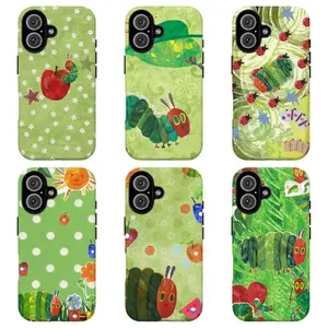 Vibrant Leafy Green Hungry Caterpillar Phone Case|Green Floral Caterpillar Phone Cover For iPhone 17 Pro Max 16 15 14 13 12 11 for Samsung S21 S22 S23 S24 S25 S26 Phone Case