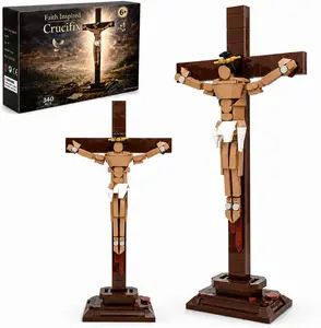 Jesus Cross Display Building Set, 340-Piece Christian Easter Brick Model for Home or Church Decor