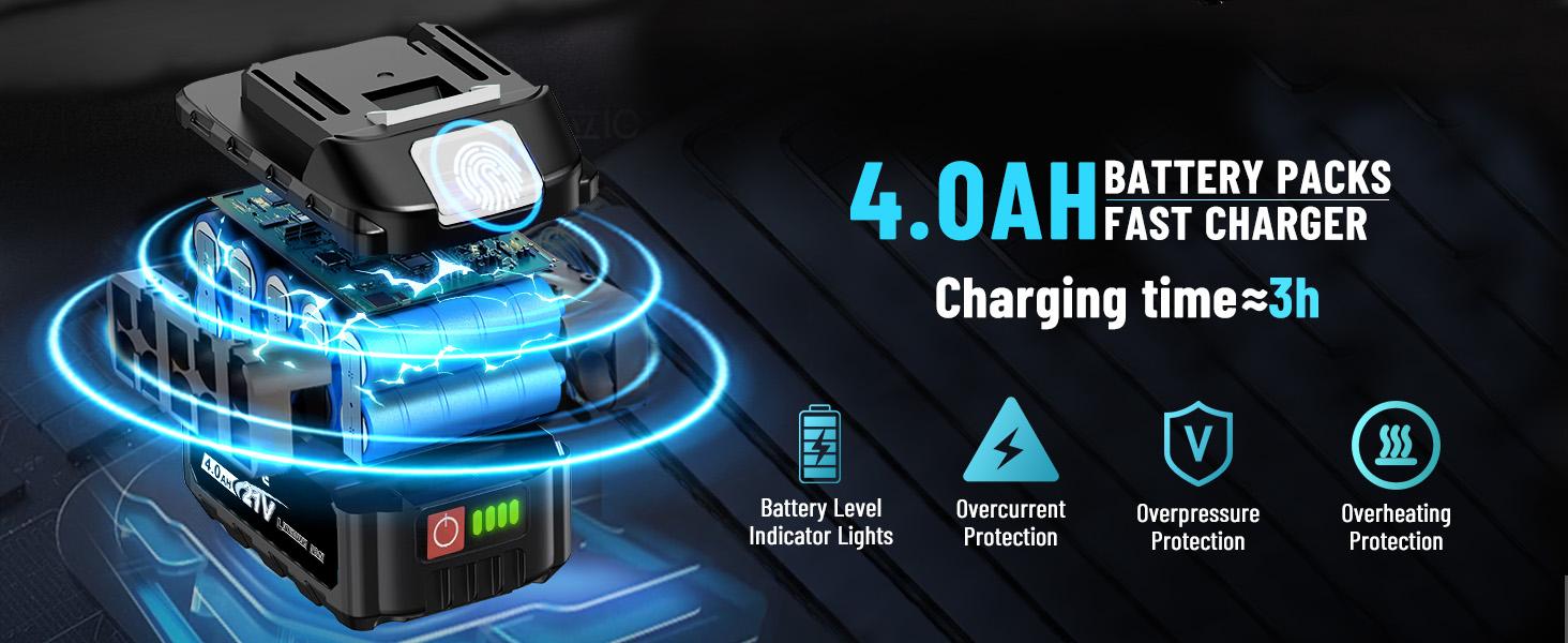 450N.m/332Ft-lbs Brushless Impact Wrench,1/2" Cordless Impact with 4.0Ah Battery & 6 Sockets, Electric Impact Driver for Car/DIY Furniture/Lawn Mower/blue (450N)