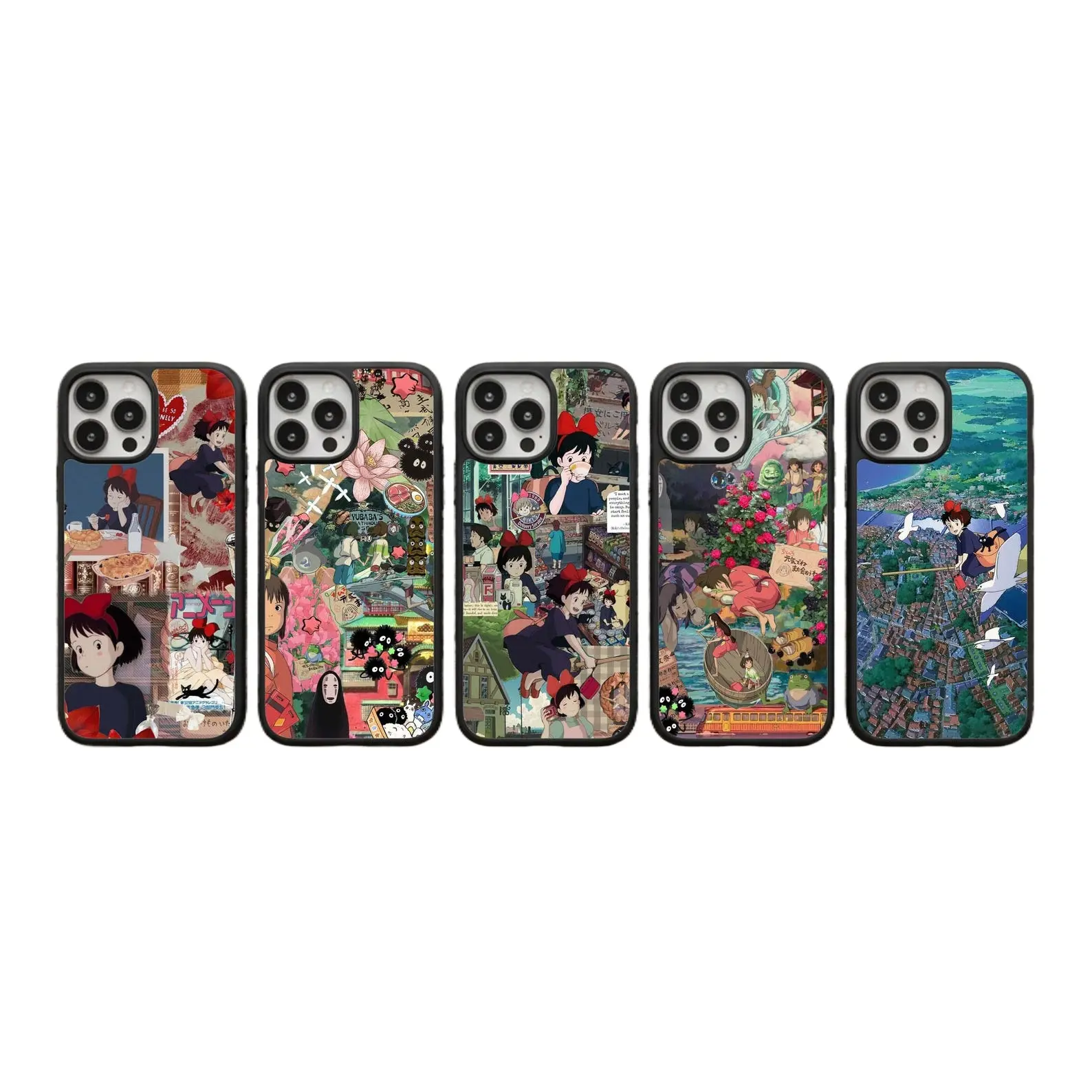 *Spirited Away* and *Kiki's Delivery Service* themed phone cases, compatible with the iPhone 11–17 Pro Max/Plus series and Samsung Galaxy S23–S25 series.