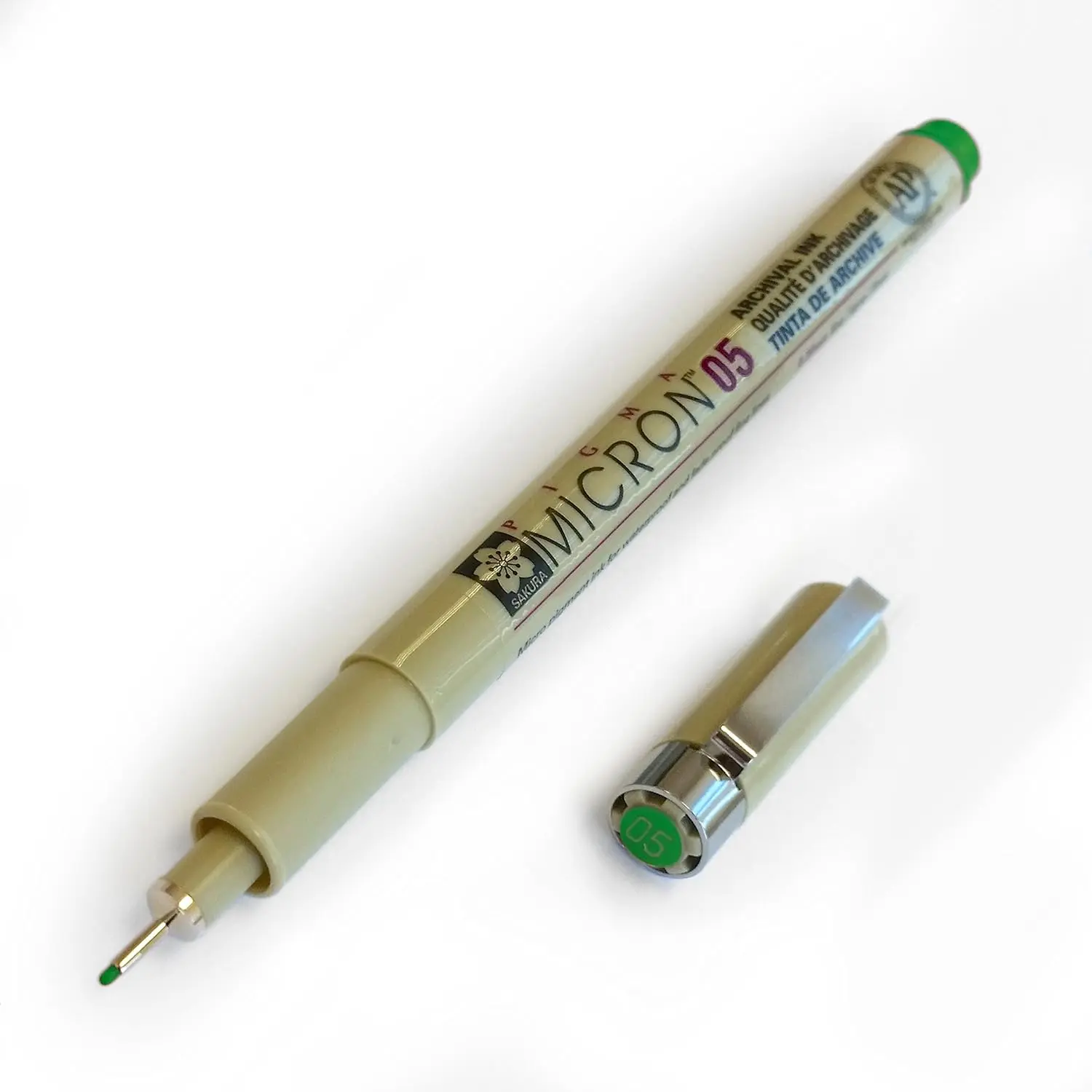 Micron Pigment Fineliners, 0.5mm Green, Standard Pack of 3 - Office Writing & Correction Stationery
