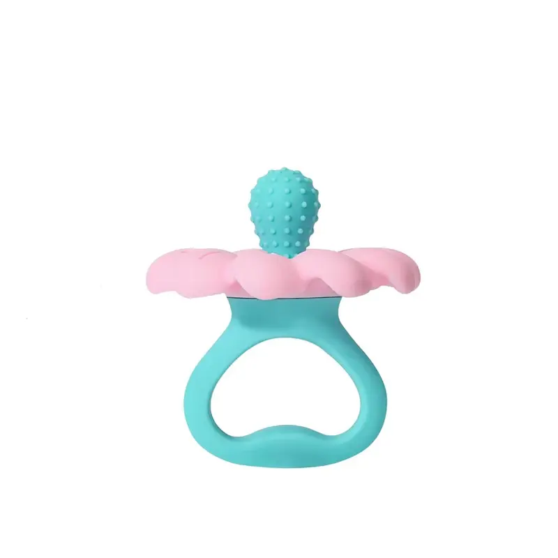 flower Silicone Teether stick - BPA Free baby teething toy, Multi-Texture, Hand Held Teether for Infants, Easy to Clean, teething pacifier sensory teether