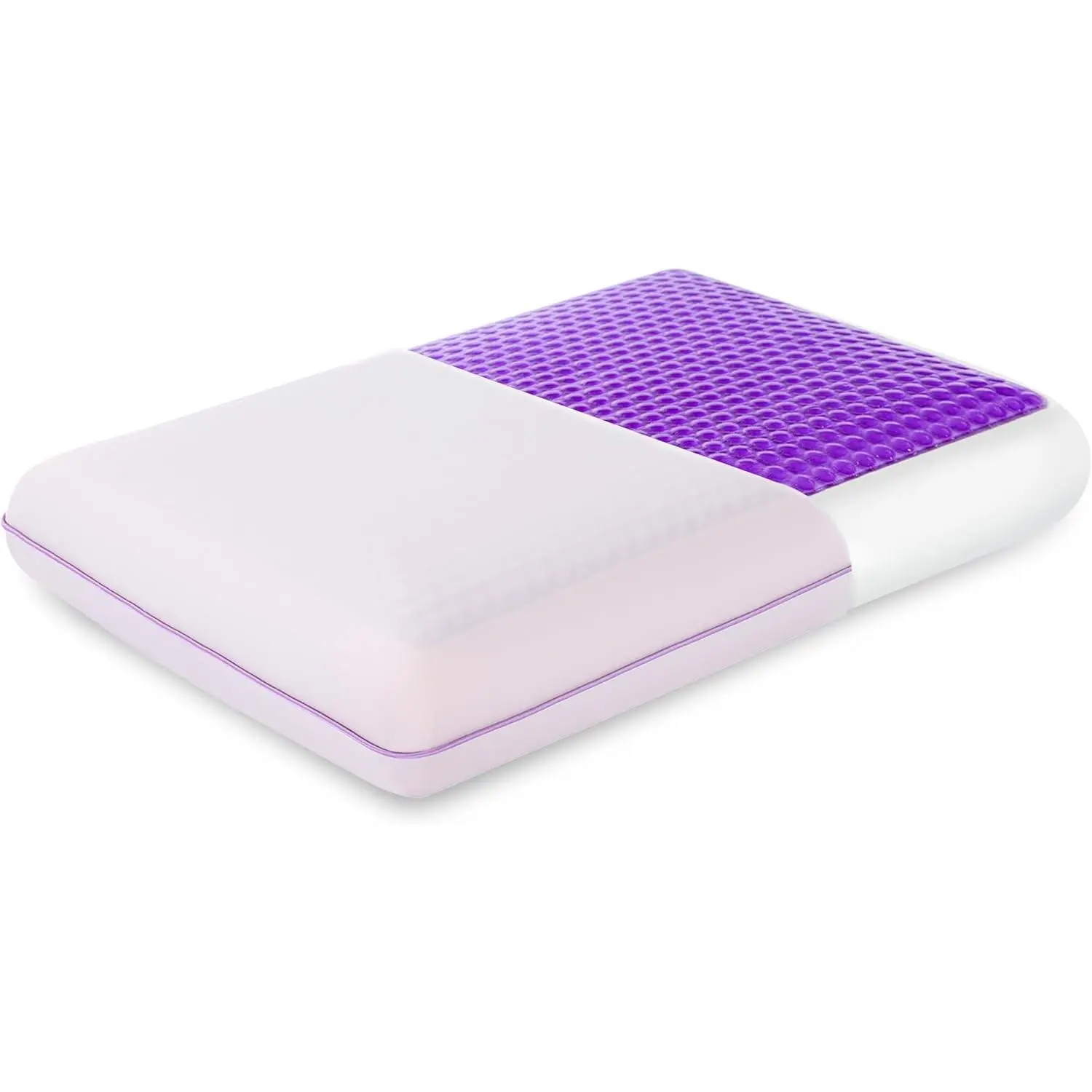 Cooling Gel Memory Foam Pillow - Reversible Cooling Cover, Neck Support for Side, Back and Stomach Sleepers, Removable & Machine Washable, All-Season Comfort, Standard Size, Purple