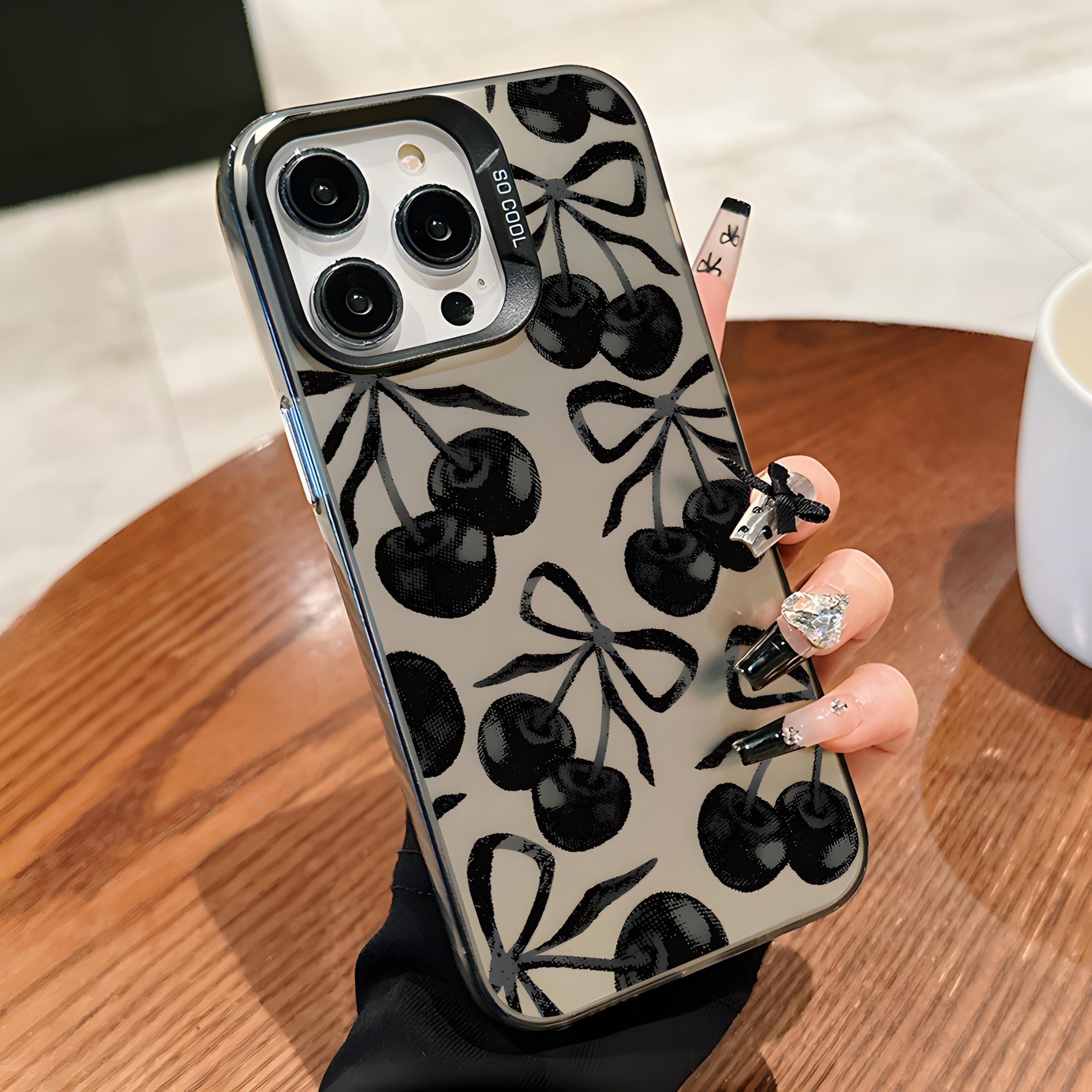 Cherry Pattern Phone Case, Decorative Phone Protector Cover, Casing, Smartphone Phone Accessories Compatible with iPhone 11 12 13 14 15 16 Pro Max
