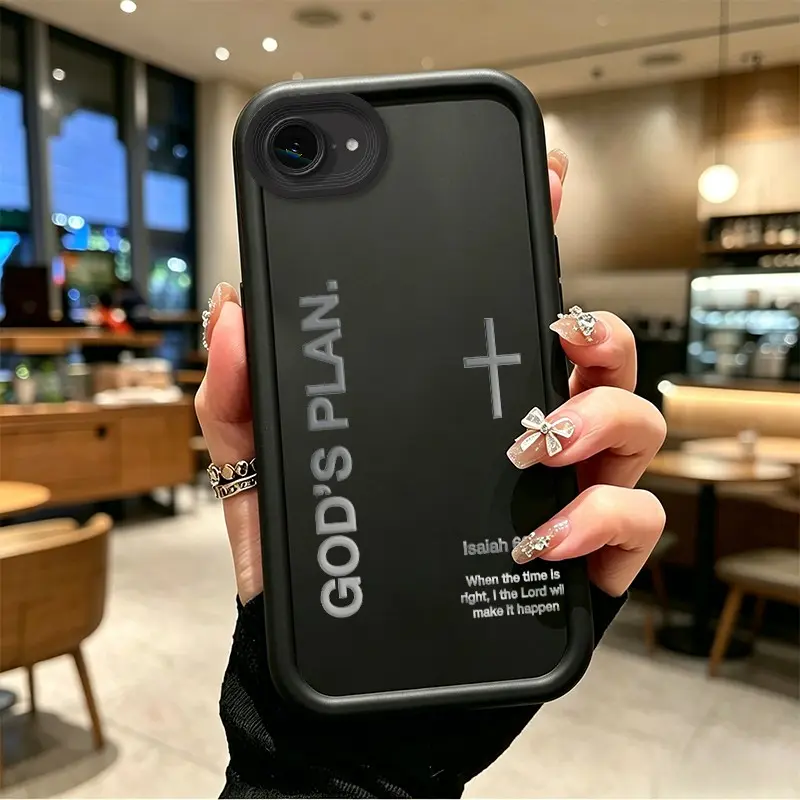 Phone case for iphone 16E 17E TPU Shockproof Enhanced Peotection God's Plan Cross Isaiah Verse Phone Case soft silicone Celestial Eye Layered Phone Case BOJTN2TU