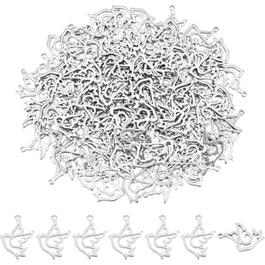 120Pcs Dove Charms Bulk Stainless Steel Hummingbird Charms Small Hollow Pigeon Charm Peace Dove Charm for DIY Crafts, Hole: 0.9mm