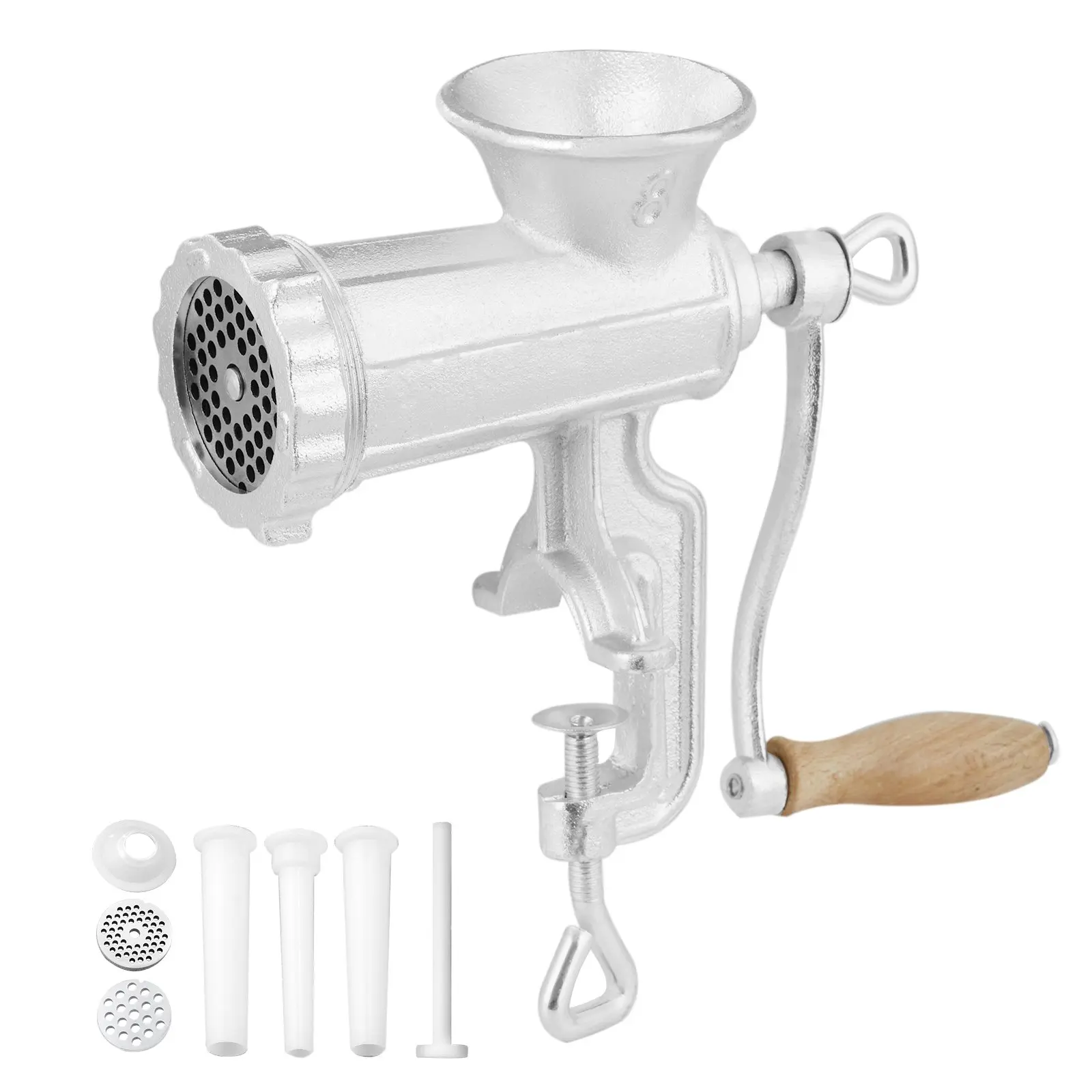 【Summerfinds】VEVOR Manual Meat Grinder, Heavy Duty Cast Iron Hand Meat Grinder with Steel Table Clamp, Meat Mincer Sausage Maker with 1 Cutting Blade, 2 Cutting Plates, 3 Sausage Tubes for Beef Pepper Mushroom