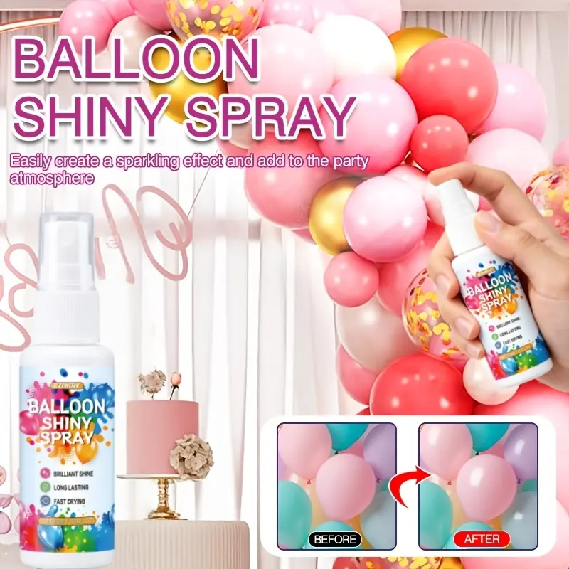 Party Balloon Shine Spray - Quickly Enhances Balloon Surface Gloss and Fullness, Reduces Dullness and Darkening Issues, and Improves Decorative Display Effects. Suitable for Birthday Parties, Weddings, and Celebration Event Setups. Party Balloon