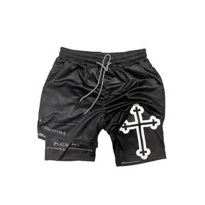 PSALM 144:1 CROSS Performance Shorts Summer Double Layer Beach Pants Fitness Training Pant Sports