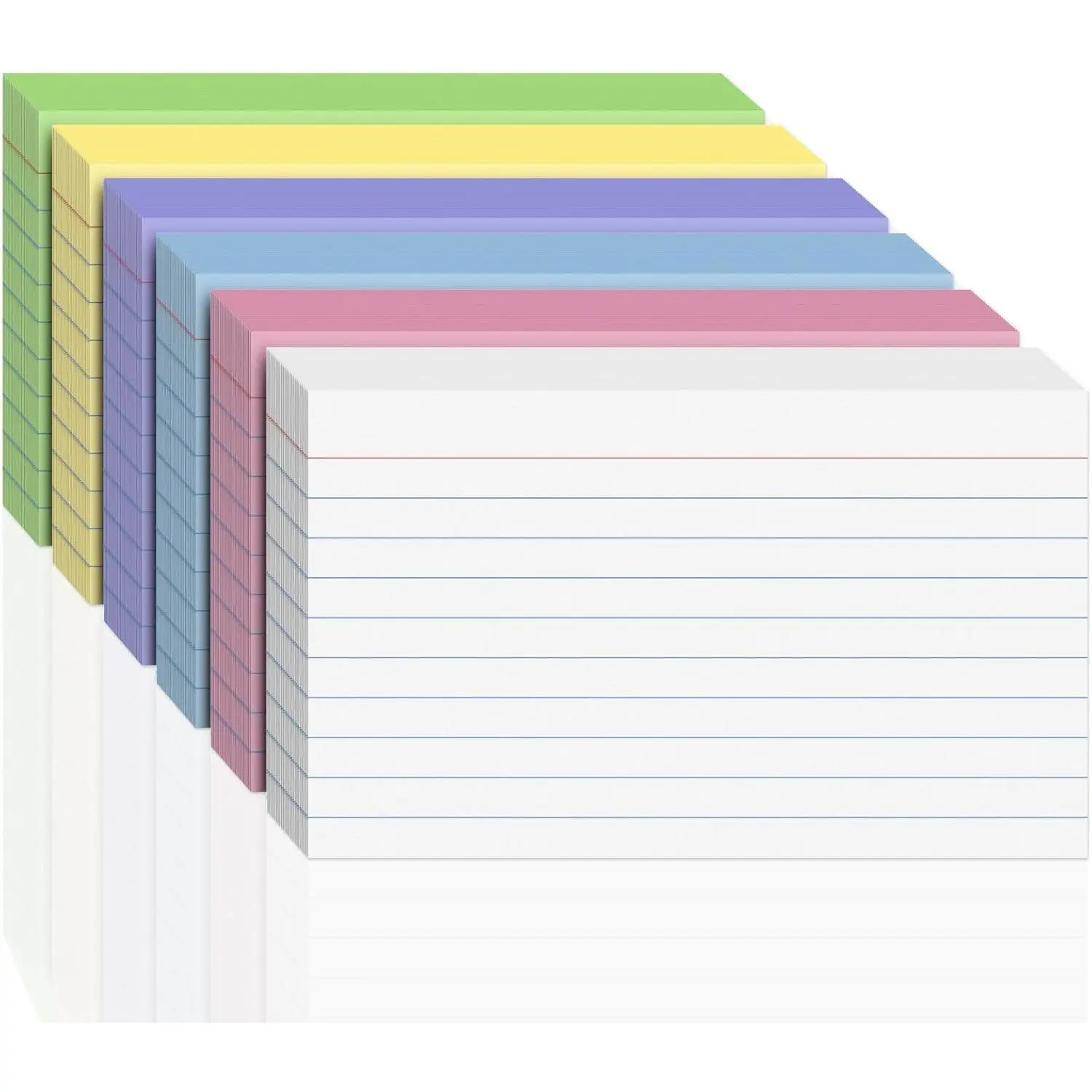 300PCS 3 x 5 Inch Colored Lined Index Flash Cards Ruled Front Blank Back for Study Office Home and School