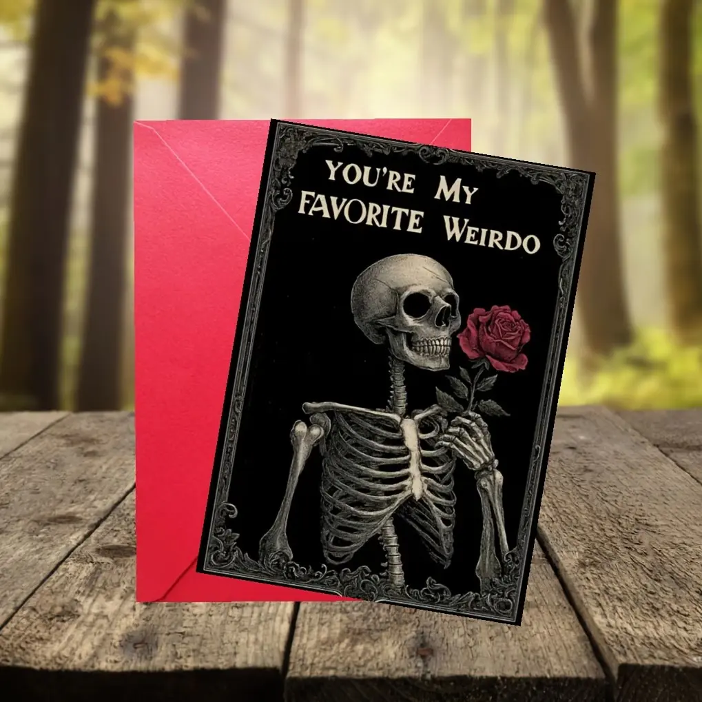 Unique Gothic Love Greeting Card, Perfect for Weddings, Birthdays, Anniversaries, Valentine's Day, Ideal for Gothic and Horror Fans