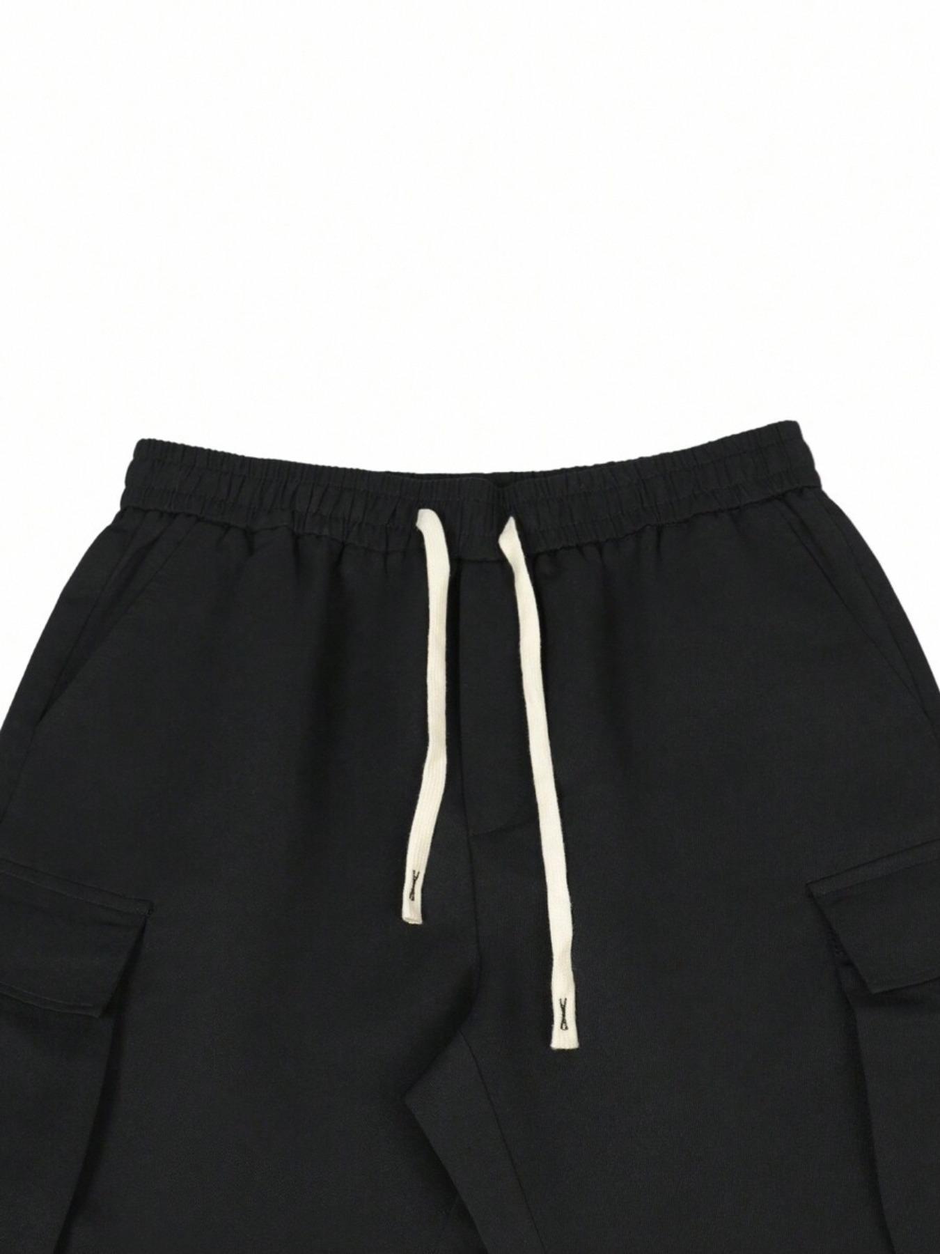 Men's Cargo Pants with Flap Pockets, Adjustable Drawstring Waist, Versatile Outdoor Casual Style for Active Lifestyles