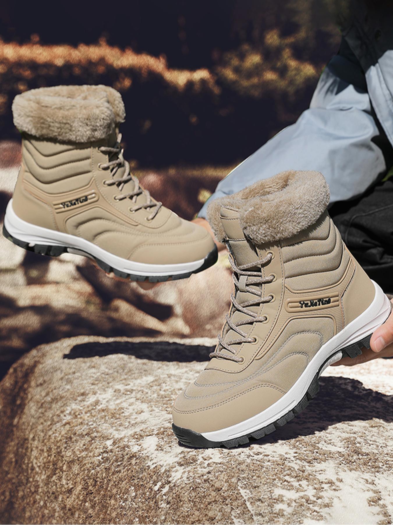 Women's High-Top Lace-Up Hiking Boots, Trekking Shoes, Durable Outdoor Snow Boots with Fleece Lining, Fashionable and Comfortable for Daily Wear and Outdoor Activities, Christmas Gift, Casual Hiking Shoes