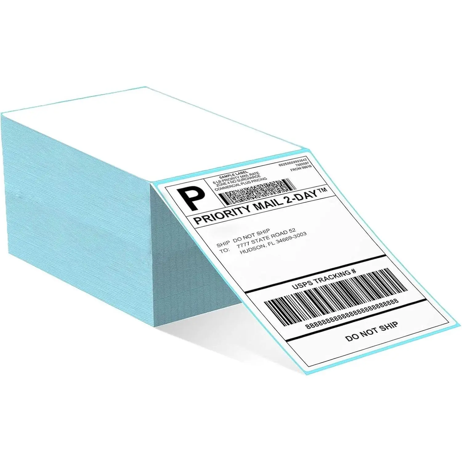 4"x6" Thermal Direct Labels, Thermal Shipping Label, Fanfold Thermal Label Printer Paper Compatible with , MUNBYN and Rollo, Permanent Adhesive (Blue, 100 Labels)