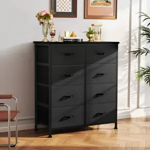 OLIXIS Dresser For Bedroom, Dressers & Chests Of Drawers Dresser Organizer, Wood Top Table Furniture With 8 Fabric Storage Tower Unit, Chest Of Drawers For Closet, Living Room, Hallway, Porch