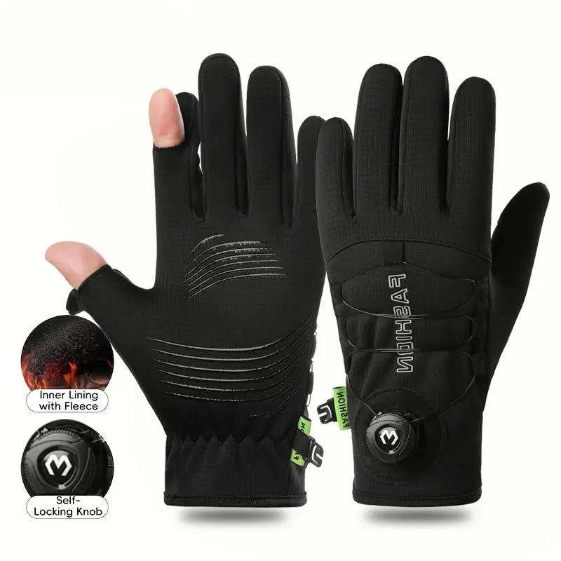 Winter Cycling Gloves for Men and Women, Windproof and Water-Resistant, Thermal Fleece, Adjustable Dial, Non-Slip, Bike and Ski Gear