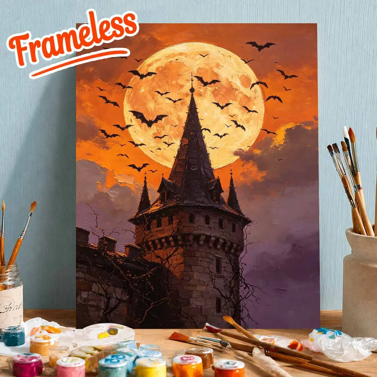 Sunset Castle Paint by Numbers Kit, Adult Canvas Set, Beginner Friendly, Digital Painting Supplies, Home Decor