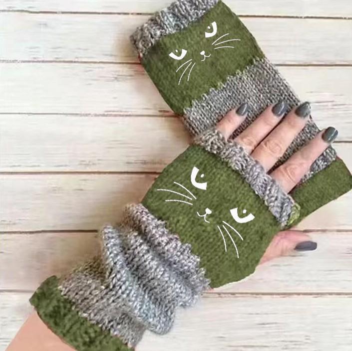 Women’s Knitted Fingerless Gloves with Cute Cat Embroidery – Cozy and Stylish Hand Warmers for Casual Winter Wear and Holiday Season Outfits beanies men skull cap unisex knit fall hat wool western newsboy design style summer sportive denim baseball warm