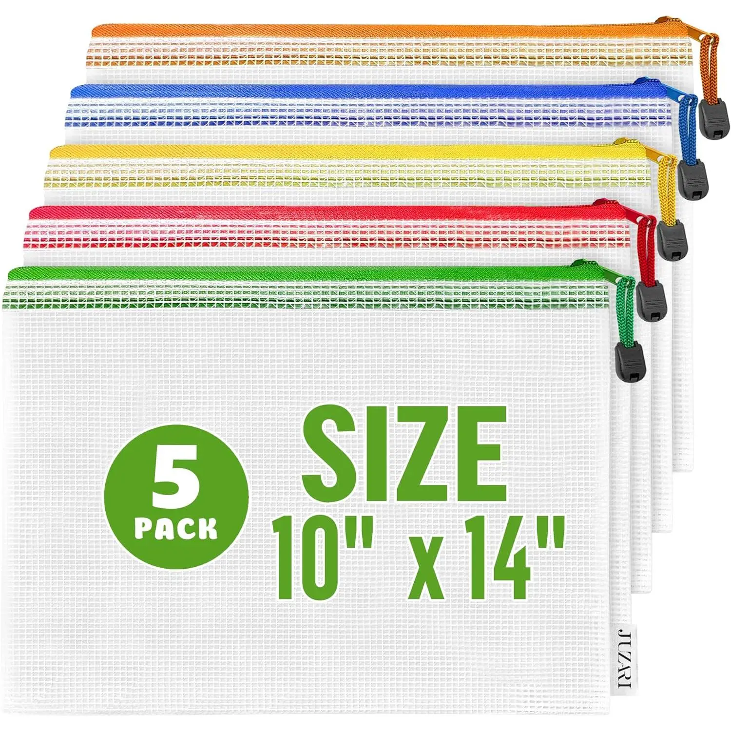 5 Pack Mesh Zipper Pouch Bags 10x14 inch - Plastic Zipper Pouches for Organizing - Document Bags with Zippered - Letter Size Zippered Pouch - Document Pouches Clear Zip Bags - Mesh Storage Bags