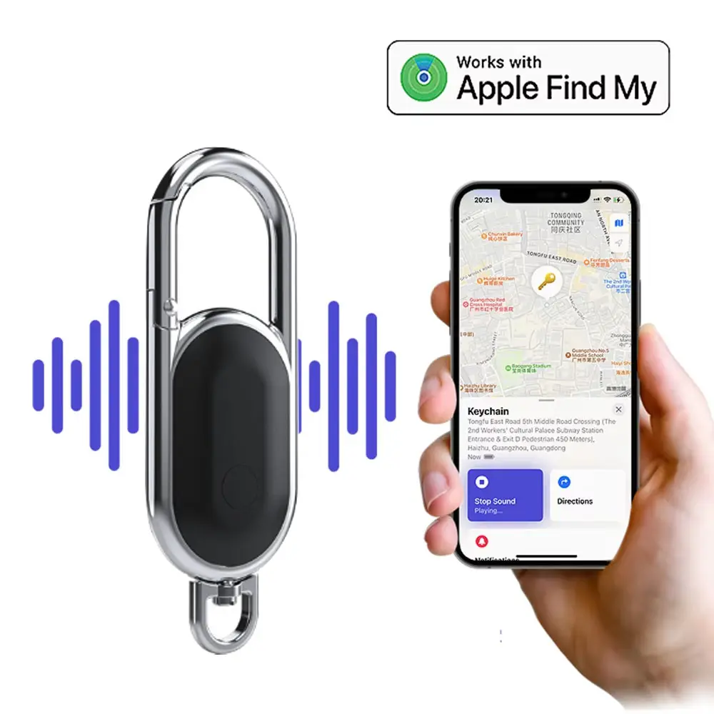Anti-lost GPS airtag Smart Carabiner key chain Keyring with Find My tracker to attach Car key chain fob for use on Apple ios