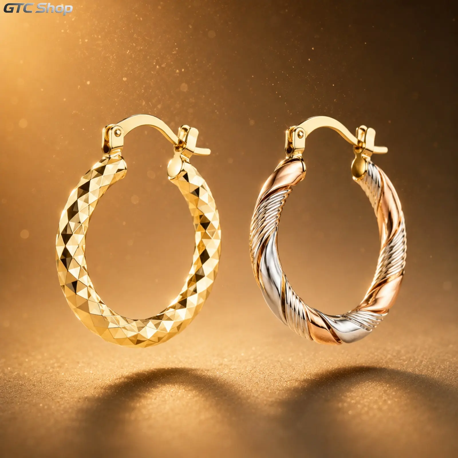2 Pairs Twisted Round Hoop Earrings Set, 14K Gold Plated Copper Fashion Jewelry, Minimalist Textured Loop Ear Accessories, Unisex Design for Men Women, Ideal Ornament for Wedding Party Birthday & Holiday Gift