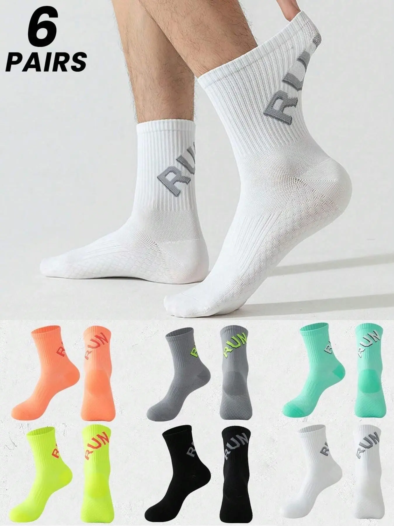 6 Pairs Unisex Massage Sole Sports Socks, Quick-Dry Basketball Socks, Breathable Marathon Socks, Comfortable Soft Socks for All Seasons