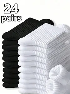 12/24 Pairs Kids Socks, and Unisex, Comfortable Soft Skin-Friendly, Casual Sports Socks, Teen Socks, All Seasons, School Season Ready
