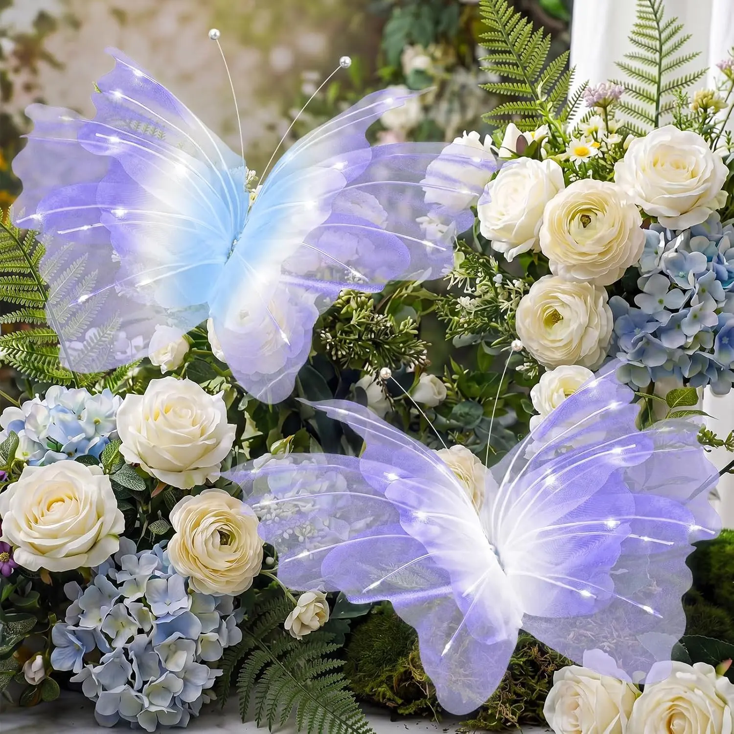 2 count 20 Inch Large LED Butterfly Decorations Mariposas Grandes para Decoracion Giant Light up   Butterflies for Wedding Birthday  Shower Decor (Gradient ,Blue-)
