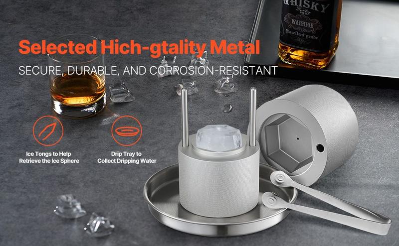 VEVOR Ice Diamond Press Ice Ball Maker 2.4" Diamond Ice Press Kit for Whiskey Cocktail Utensils