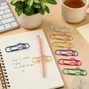 40Pcs Heart-Shaped Metal Paper Clips, Assorted Colors Notebook Pen Holder Clips, Aesthetic Planner Bookmark Clips
