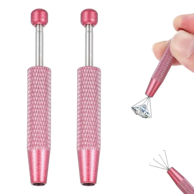Piercing Ball Grabber Tool 2 Pcs/Set, Mini Grabber Pen Stainless Steel, 4 Prongs Claw Tweezers, Jewelry Ball Holder, Ear Nose Lip Piercing Kit