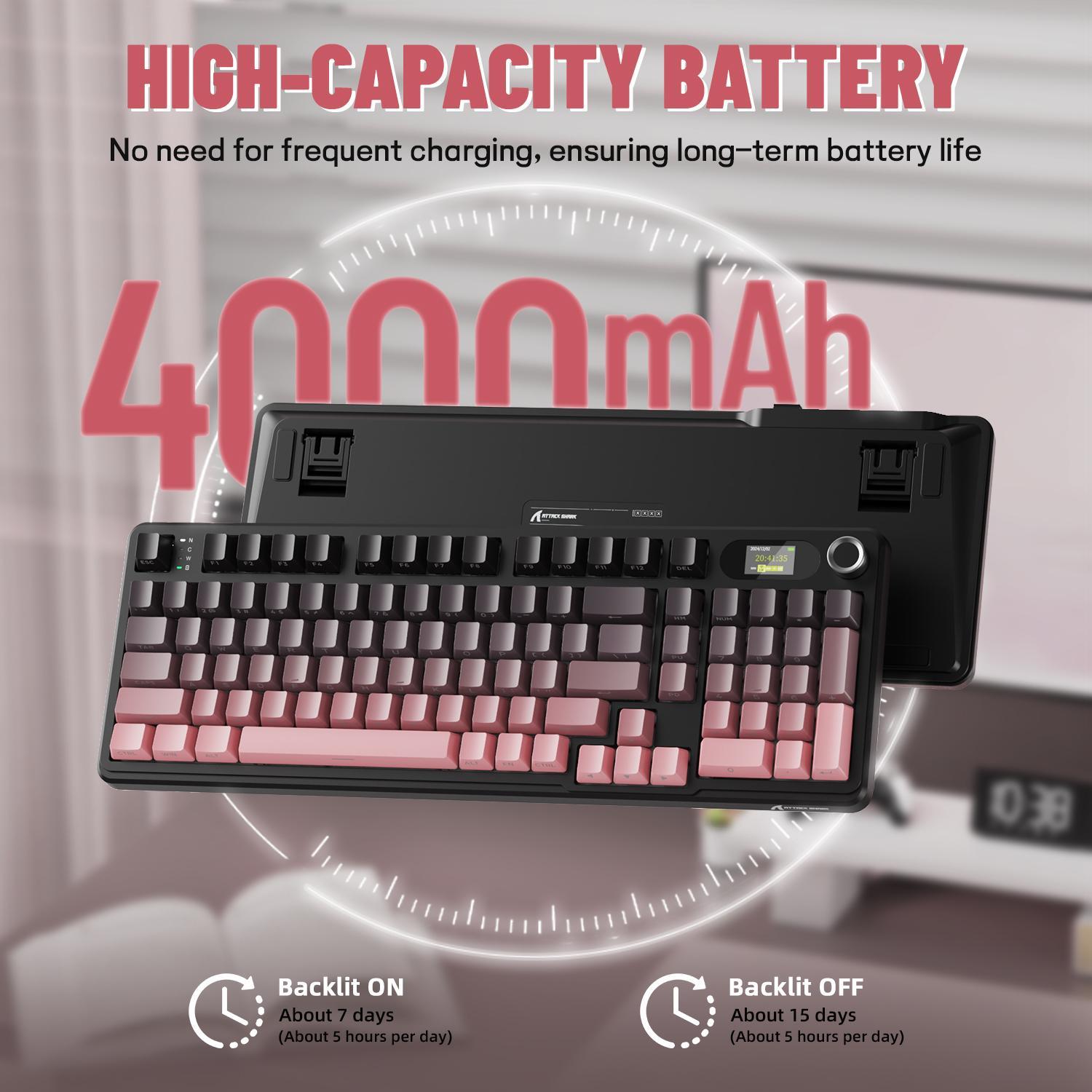 Wireless Mechanical X98PRO Gaming Keyboard, Rechargeable Keyboard with TFT Screen, Hot-swappable RGB Backlit Keyboard for Game & Office