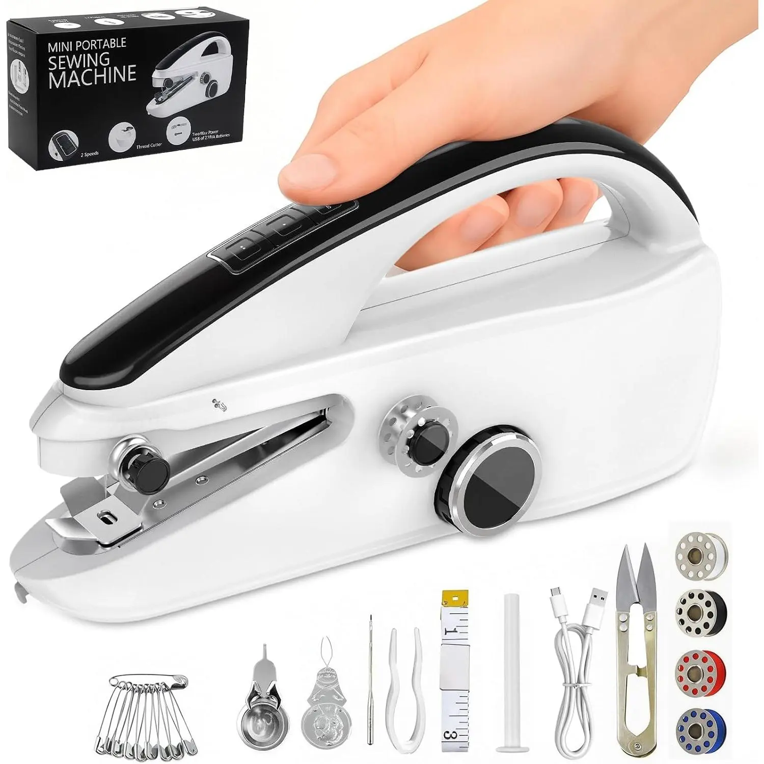 Sewing Machine for Beginners, Mini Sewing Machine with 2 Speed Modes, Fast for Clothes, Fabrics, Home DIY Projects Gifts for Mom Birthday, Valentine's Day, Christmas