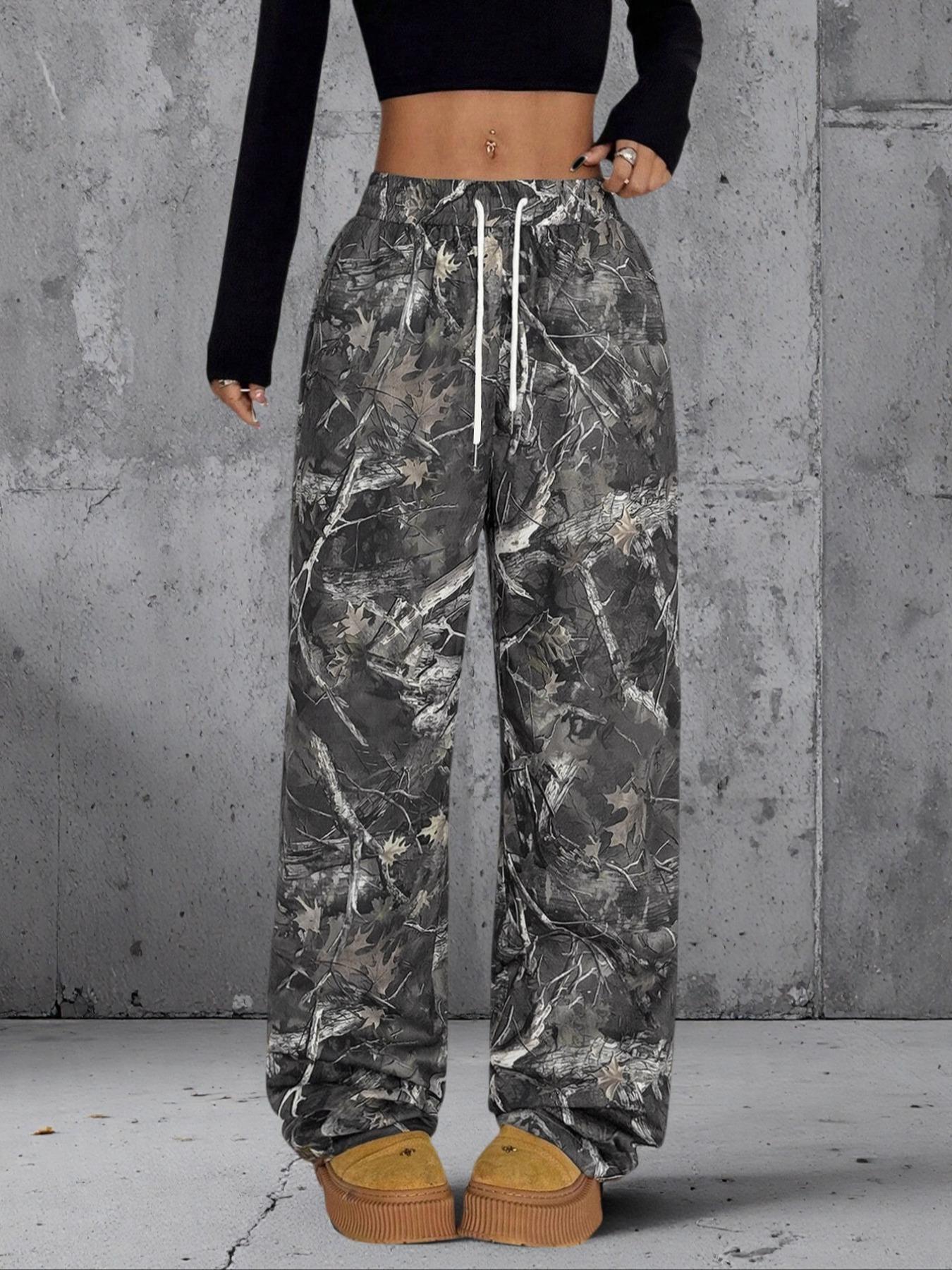 Unisex Camo Print Trousers, Casual Comfy Breathable Straight Leg Trousers for Daily Wear, Fashion Camouflage Print Bottoms for Summer, Pants
