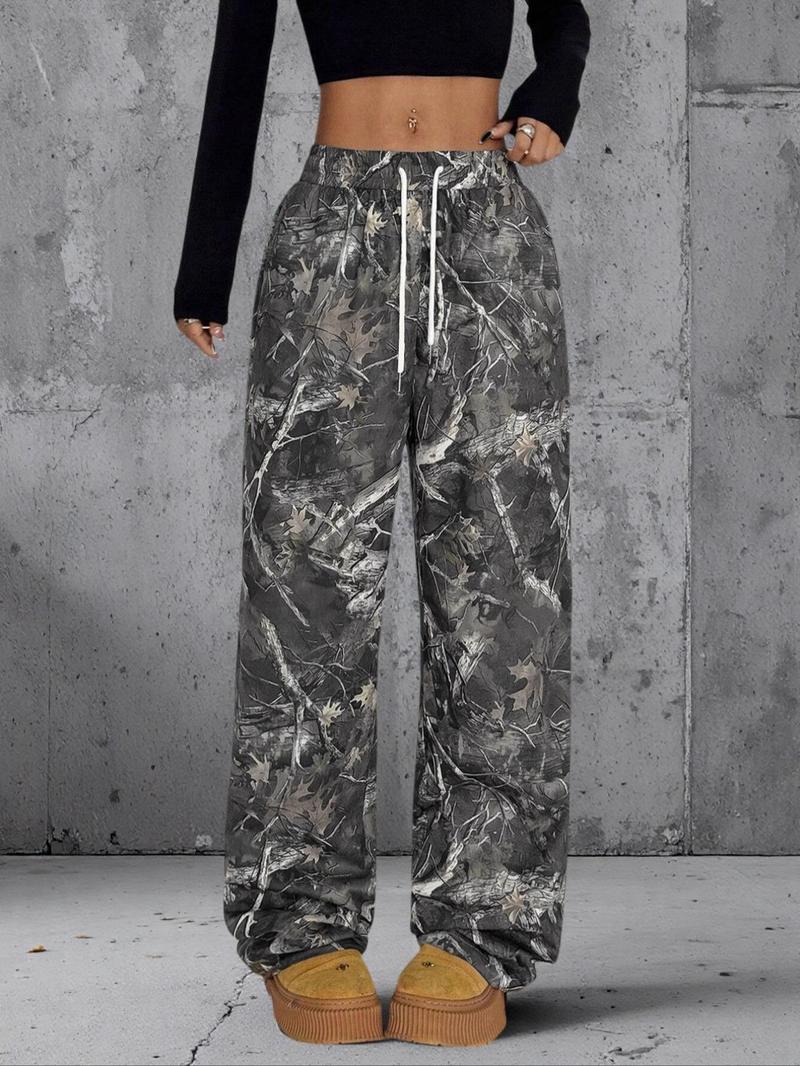 Unisex Camo Print Trousers, Casual Comfy Breathable Straight Leg Trousers for Daily Wear, Fashion Camouflage Print Bottoms for Summer, Pants