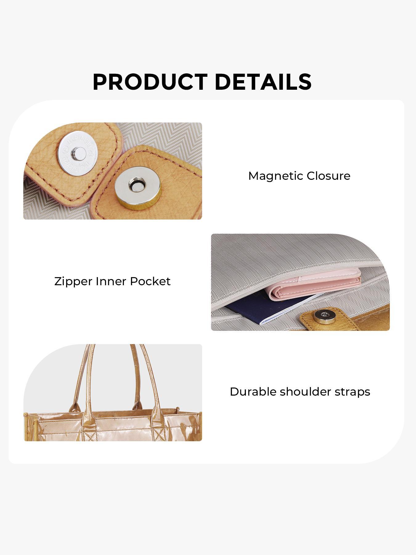 Fashionable Transparent Tote Bag, Casual Large Capacity Handbag for Women, Minimalist Stylish Commuter Purse, Stylish Square Bag, Shiny Stylish Bag