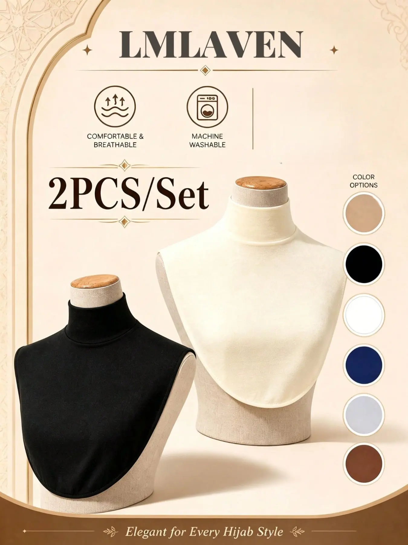 2PCS/SET Women's Solid Color Modal Detachable Neck Warmer Fake Collar, Solid Breathable Scarf Fake Collar, Skin-Friendly Comfortable Buttoned Turtleneck, Base Shirt Collar Accessory to Match Simple Tops, Dickey Collar, Suitable for Daily Wear