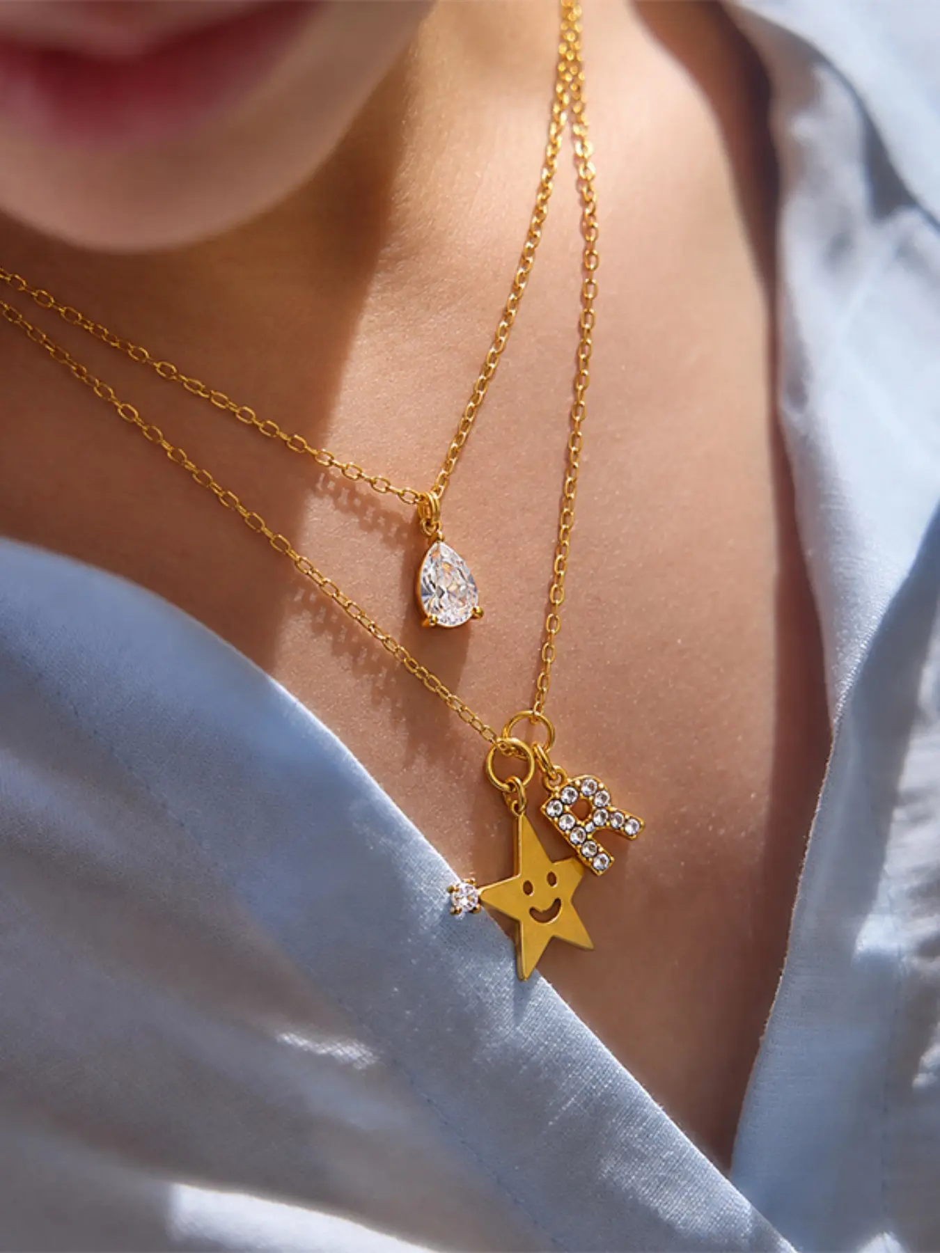 Women's Fashionable Christmas Star Gingerbread Letter Necklace, Zircon Material, Perfect for Parties, Birthday, Valentine's Day Gifts